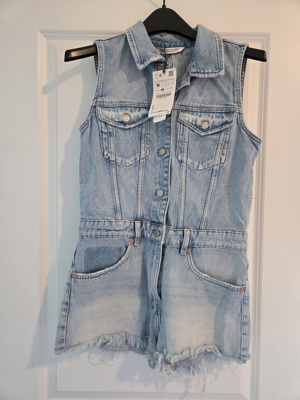 Zara Light Wash Denim Sleeveless Romper